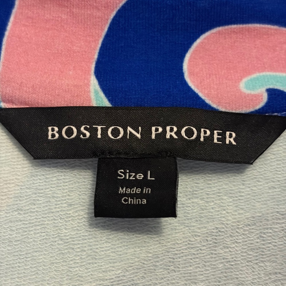 Boston Proper Womens Large Blue Pink Swirl Print Mock Neck Half Zip Shift Dress - Picture 4 of 6